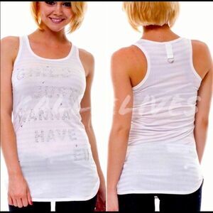 Girls Just Wanna Have Fun White Bling Tank Sz M